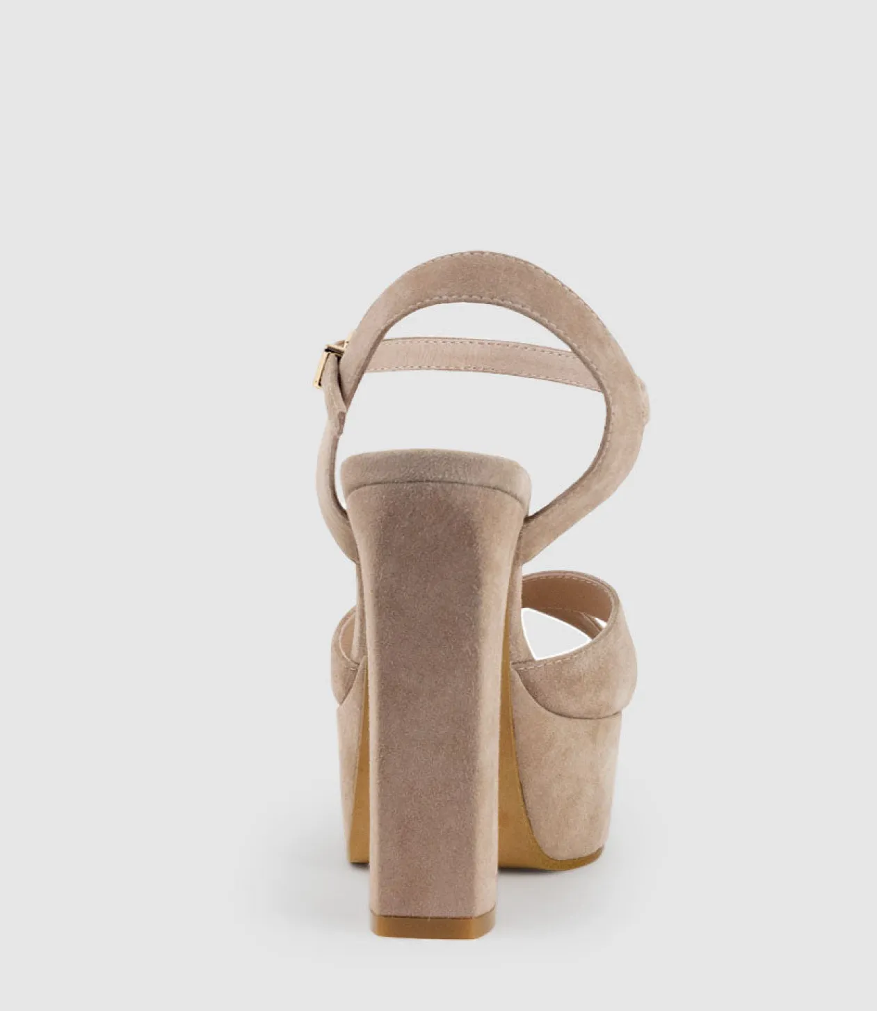 Ramona125 Inverted Crossover Platform Sandal In Nude Suede
