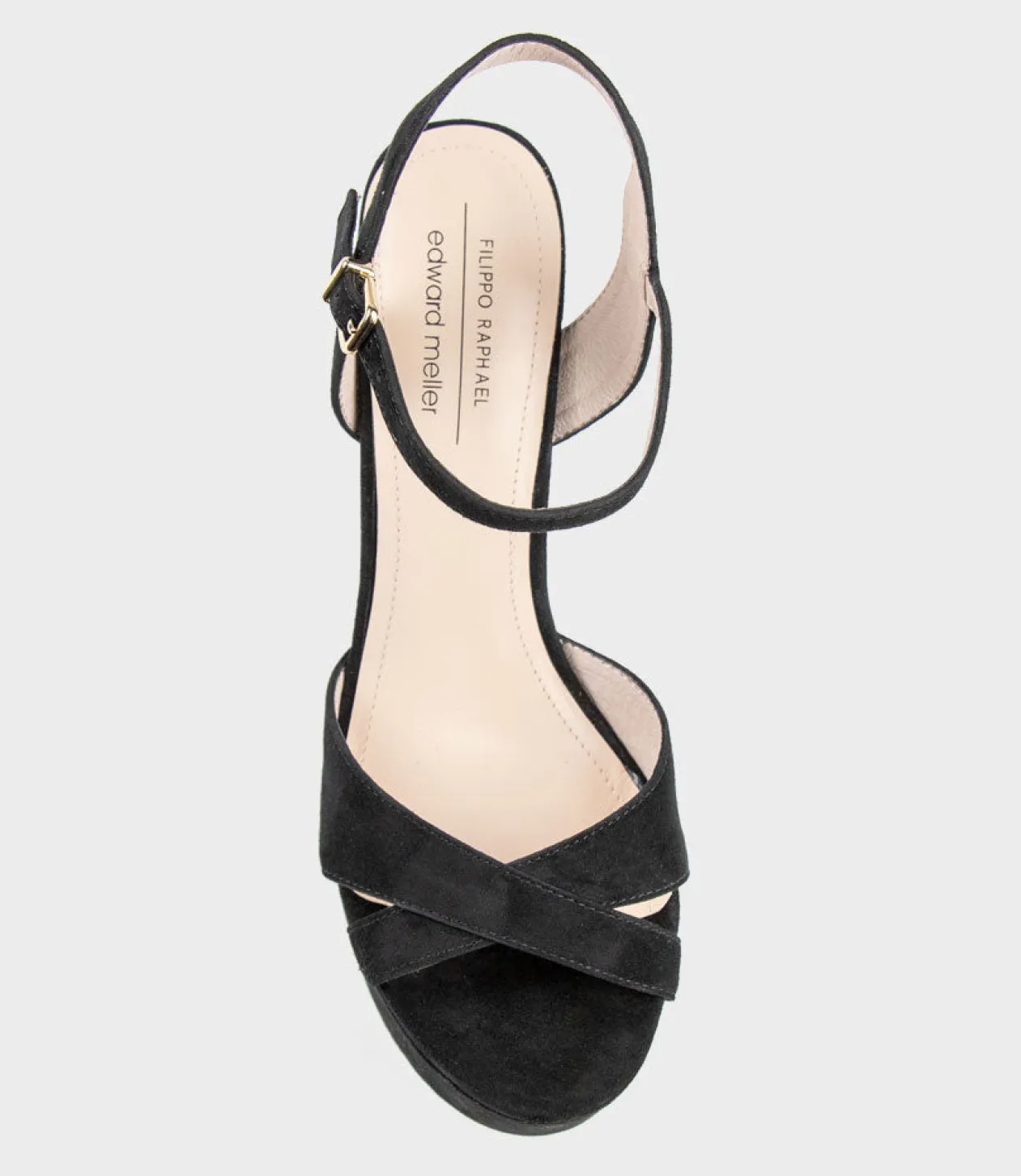 Ramona125 Inverted Crossover Platform Sandal In Black Suede