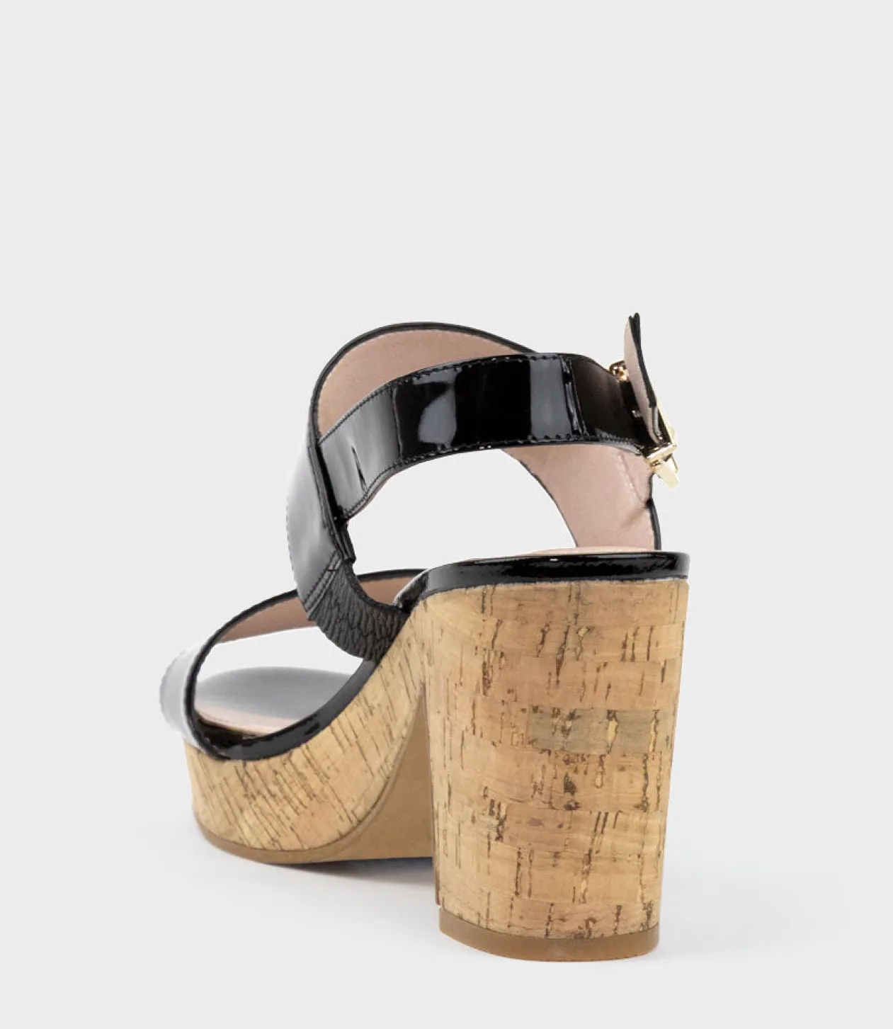 Rana80 Two Strap Sandal On Cork Unit In Black Patent