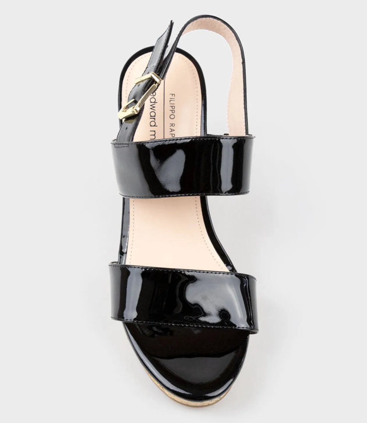 Rana80 Two Strap Sandal On Cork Unit In Black Patent