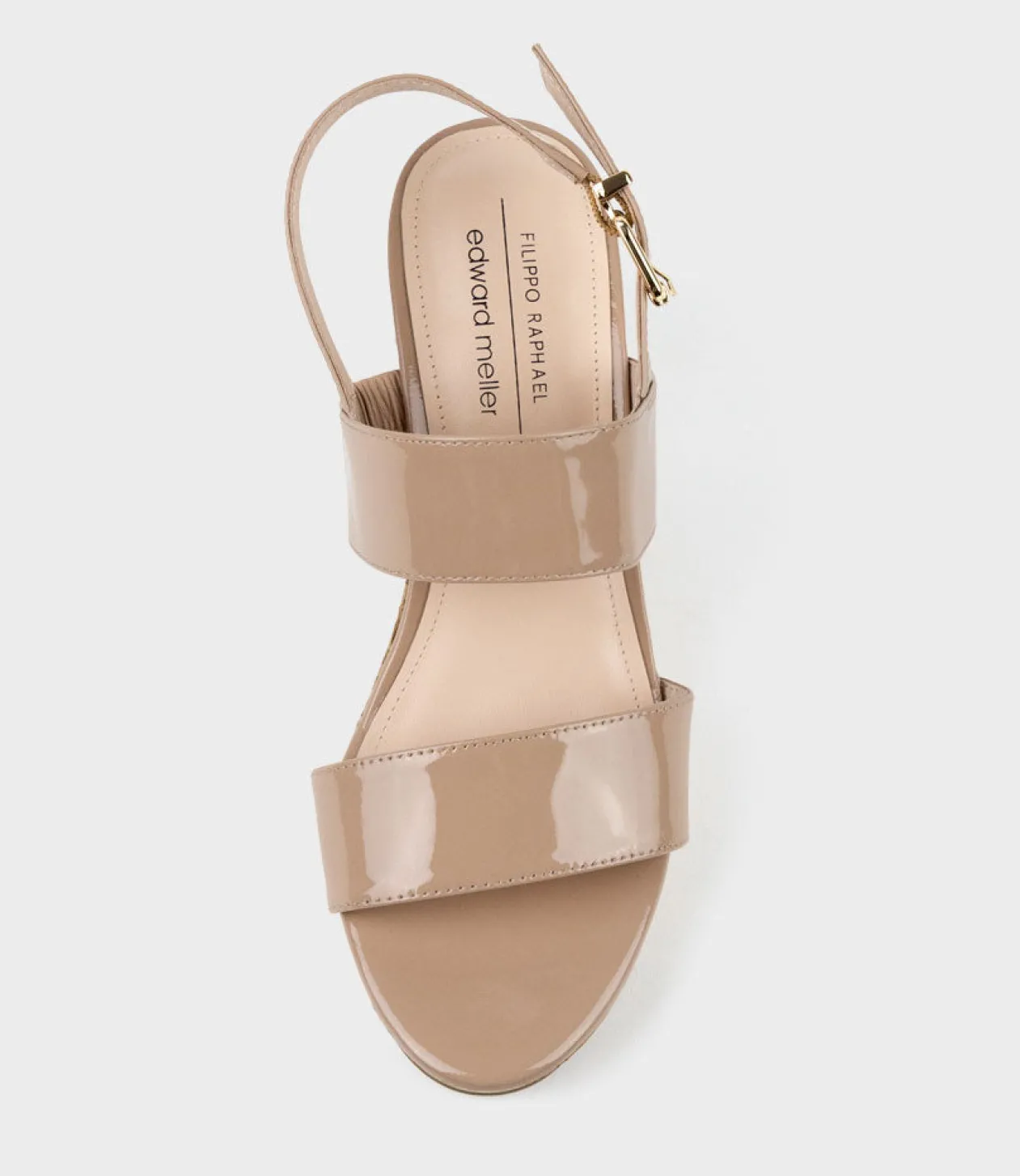 Rana80 Two Strap Sandal On Cork Unit In Nude Patent