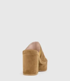 Rascal90 Exaggerated Platform Slide In Tawny Suede