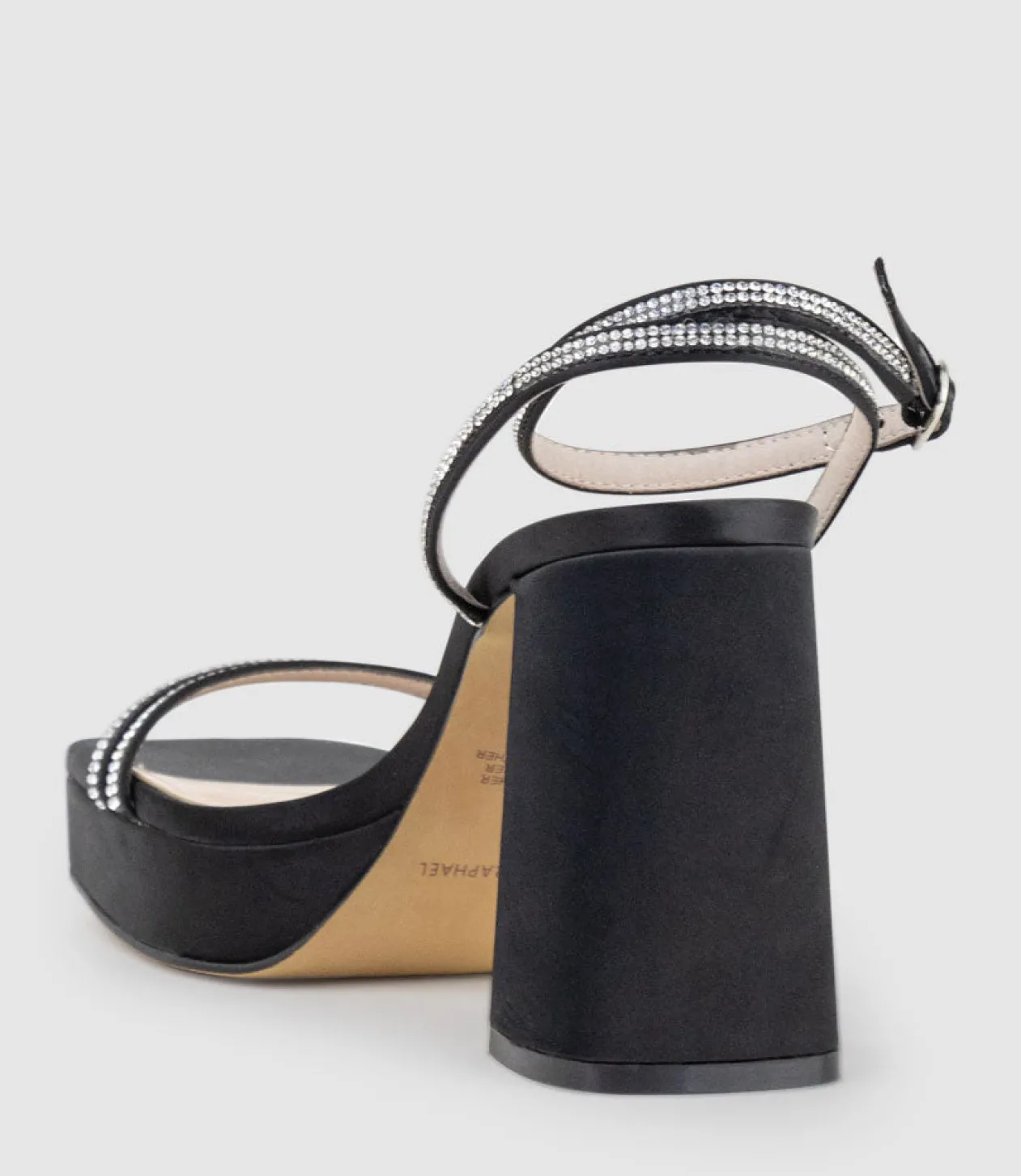 Rasso95 Platform Sandal With Diamante Straps In Black Satin