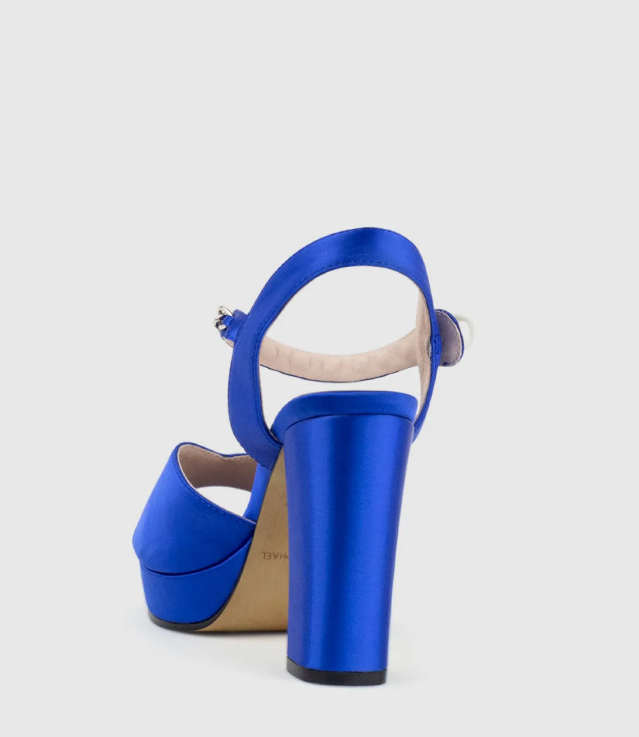 Regan100 Platform Sandal With Chain In Cobalt Satin