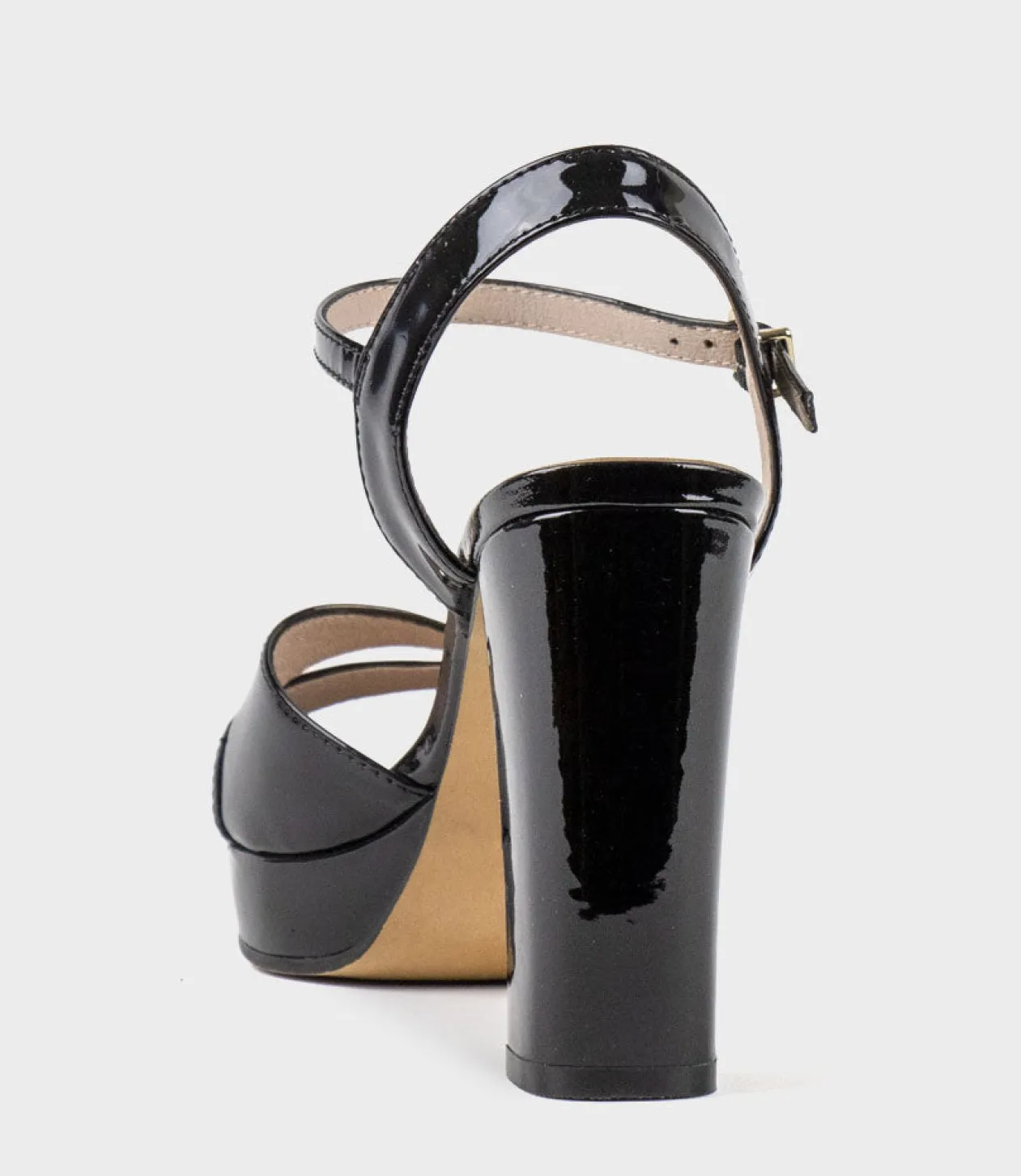 Regent100 Interlocked Detail Platform Sandal In Black Patent