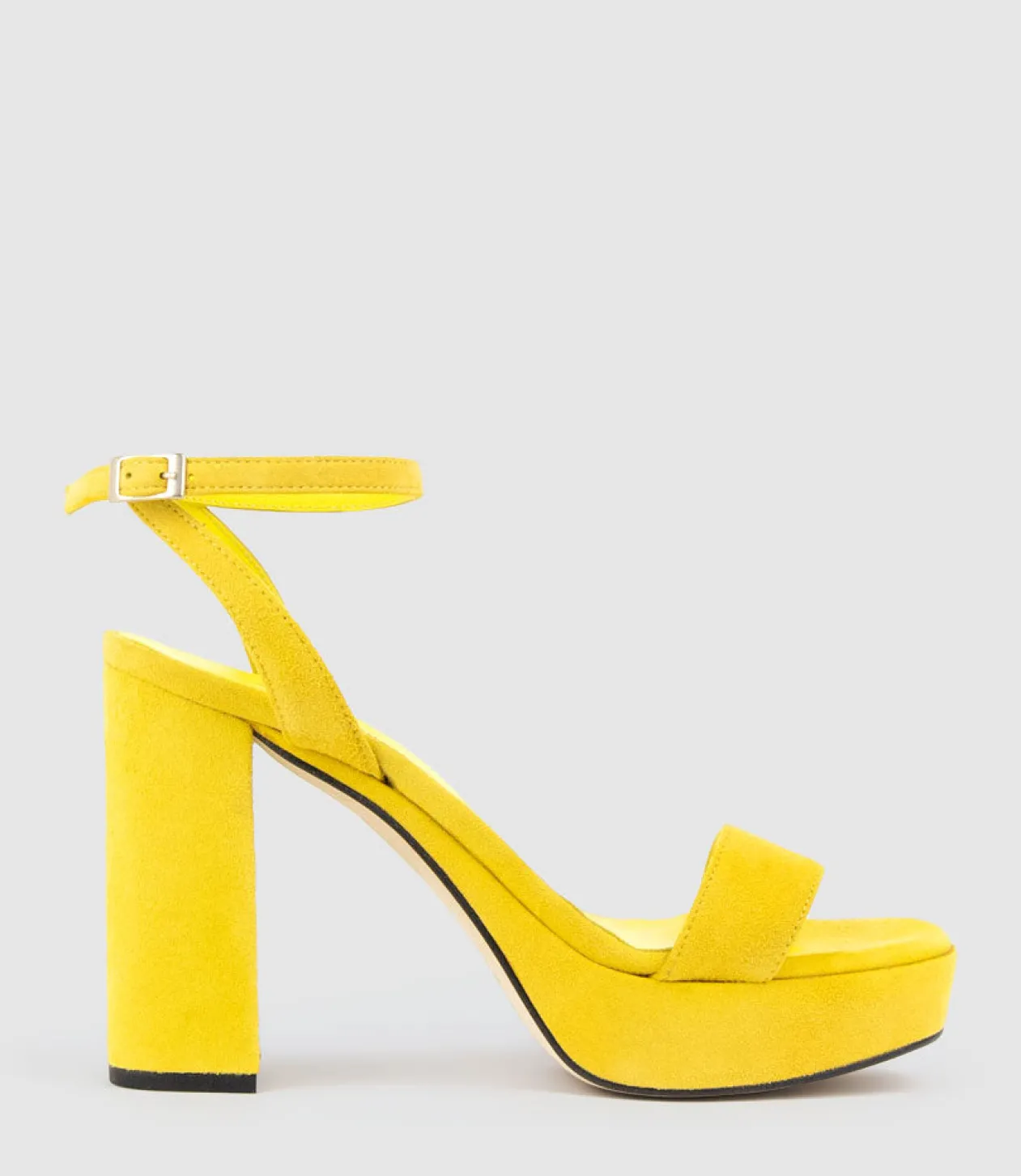 Relia115 Ankle Wrap Platform Sandal In Yellow Suede