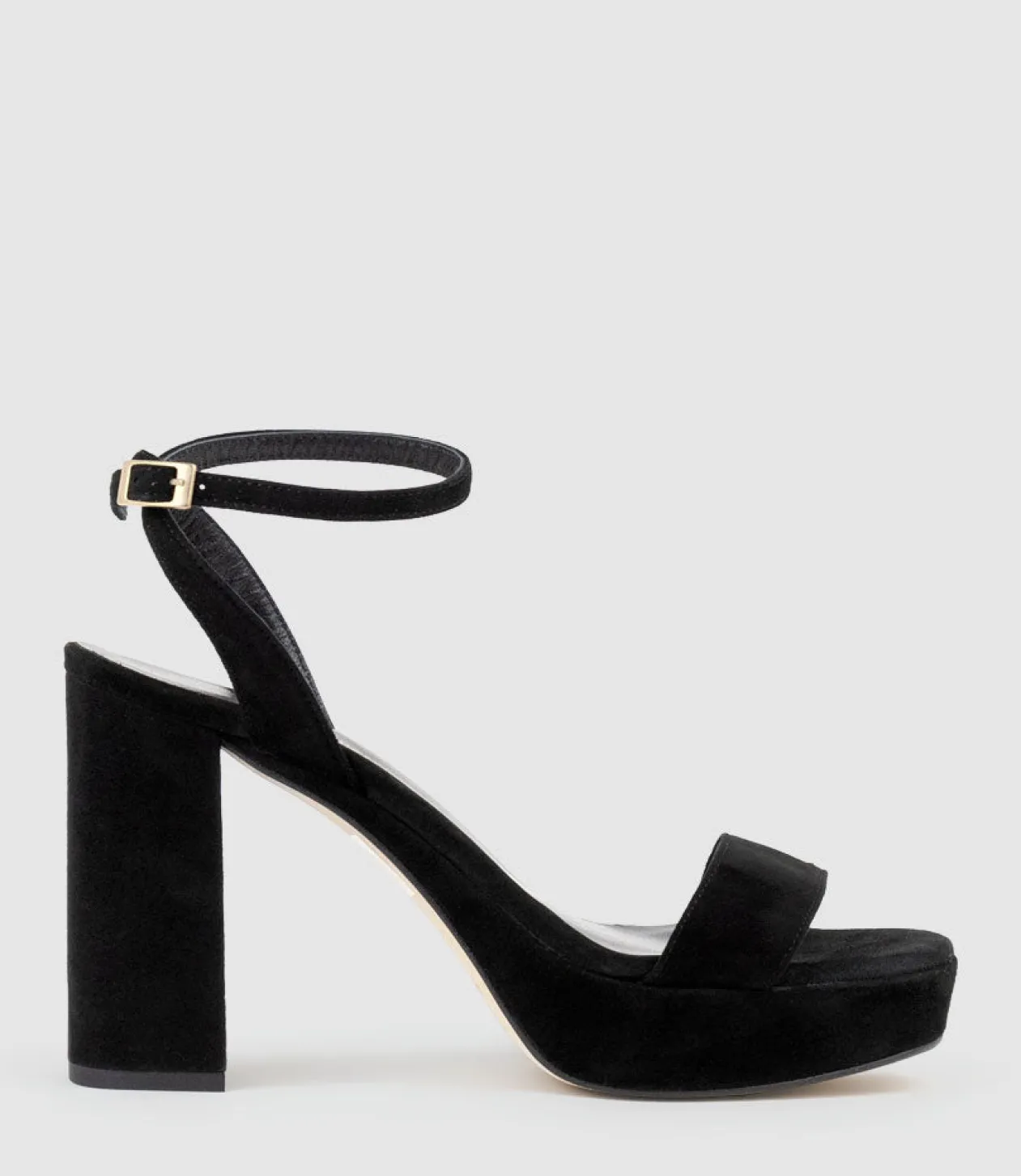 Relia115 Ankle Wrap Platform Sandal In Black Suede