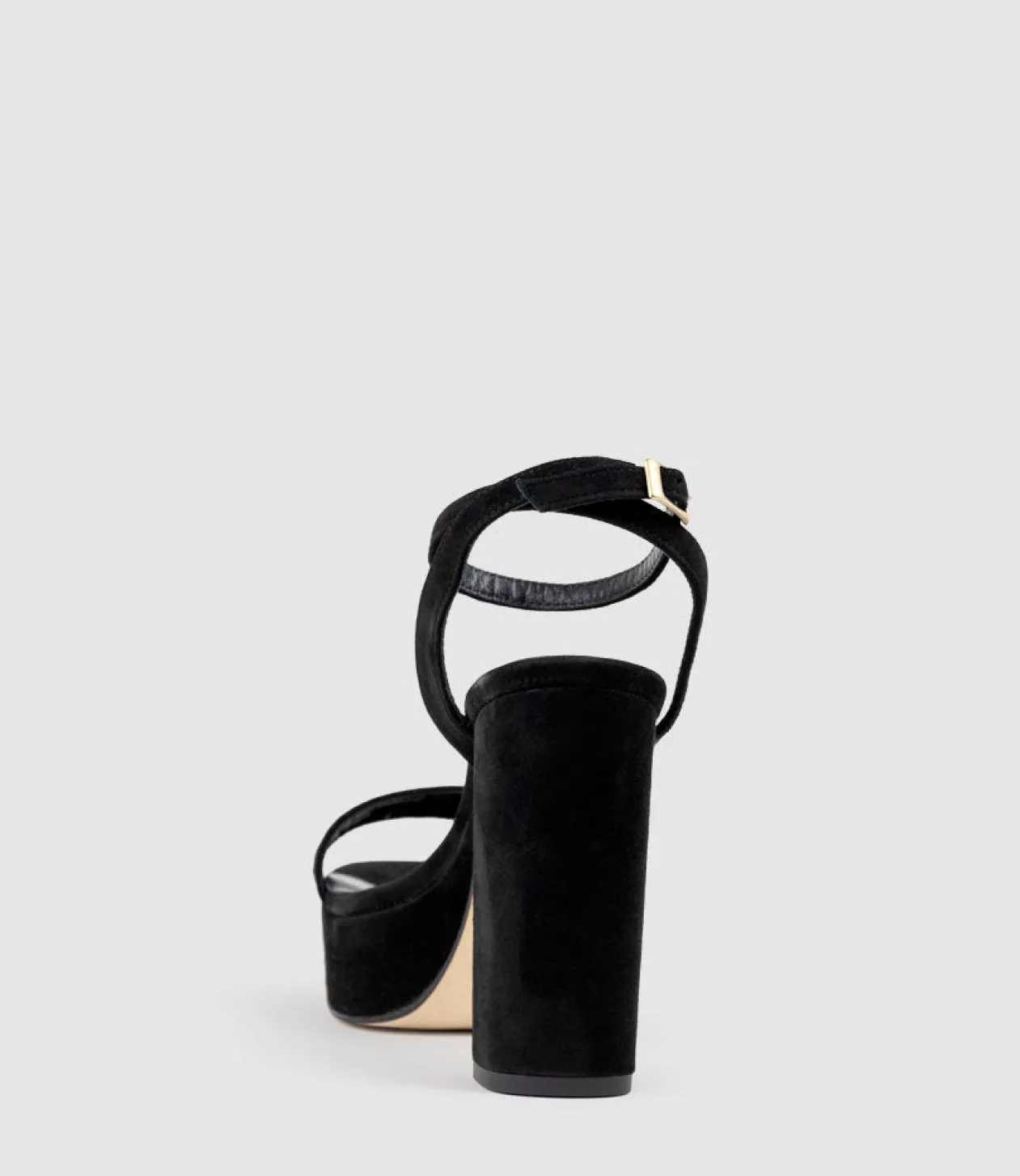 Relia115 Ankle Wrap Platform Sandal In Black Suede