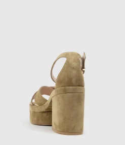 Retro90 Exaggerated Platform Sandal In Camel Suede