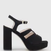 Reya100 Open Toe Platform Sandal In Black Suede