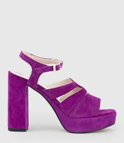 Reya100 Open Toe Platform Sandal In Magenta Suede