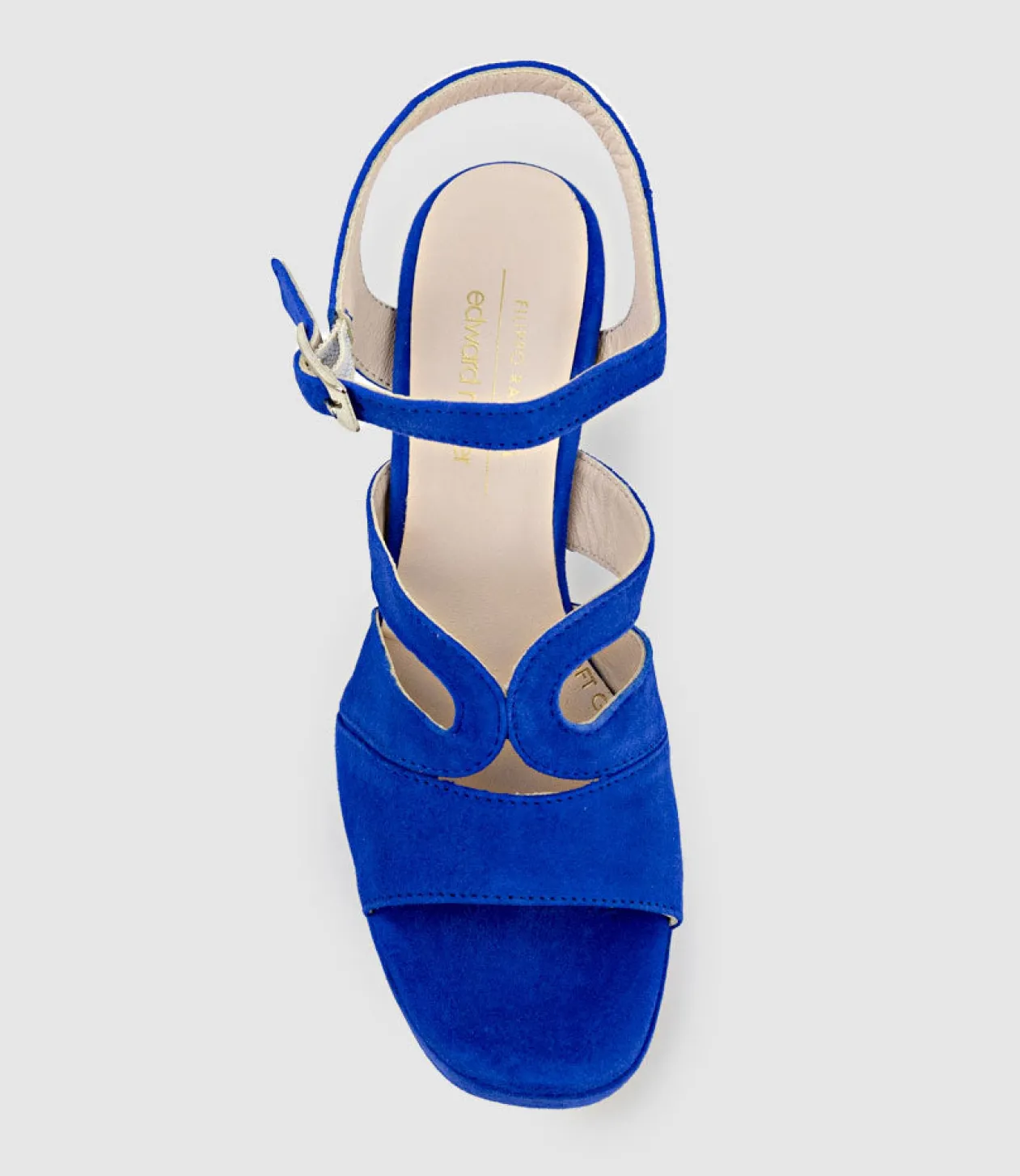 Reya100 Open Toe Platform Sandal In Cobalt Suede