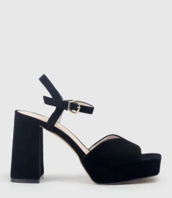 Rhiana95 V Throat Platform Sandal In Black Suede