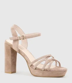 Ria100 Strappy Platform Sandal In Nude Suede