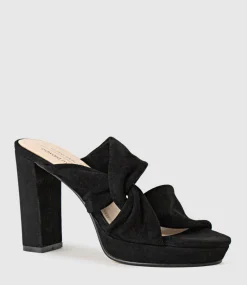 Rilana100 Folded Slide On Platform In Black Suede