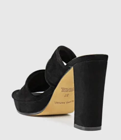Rilana100 Folded Slide On Platform In Black Suede