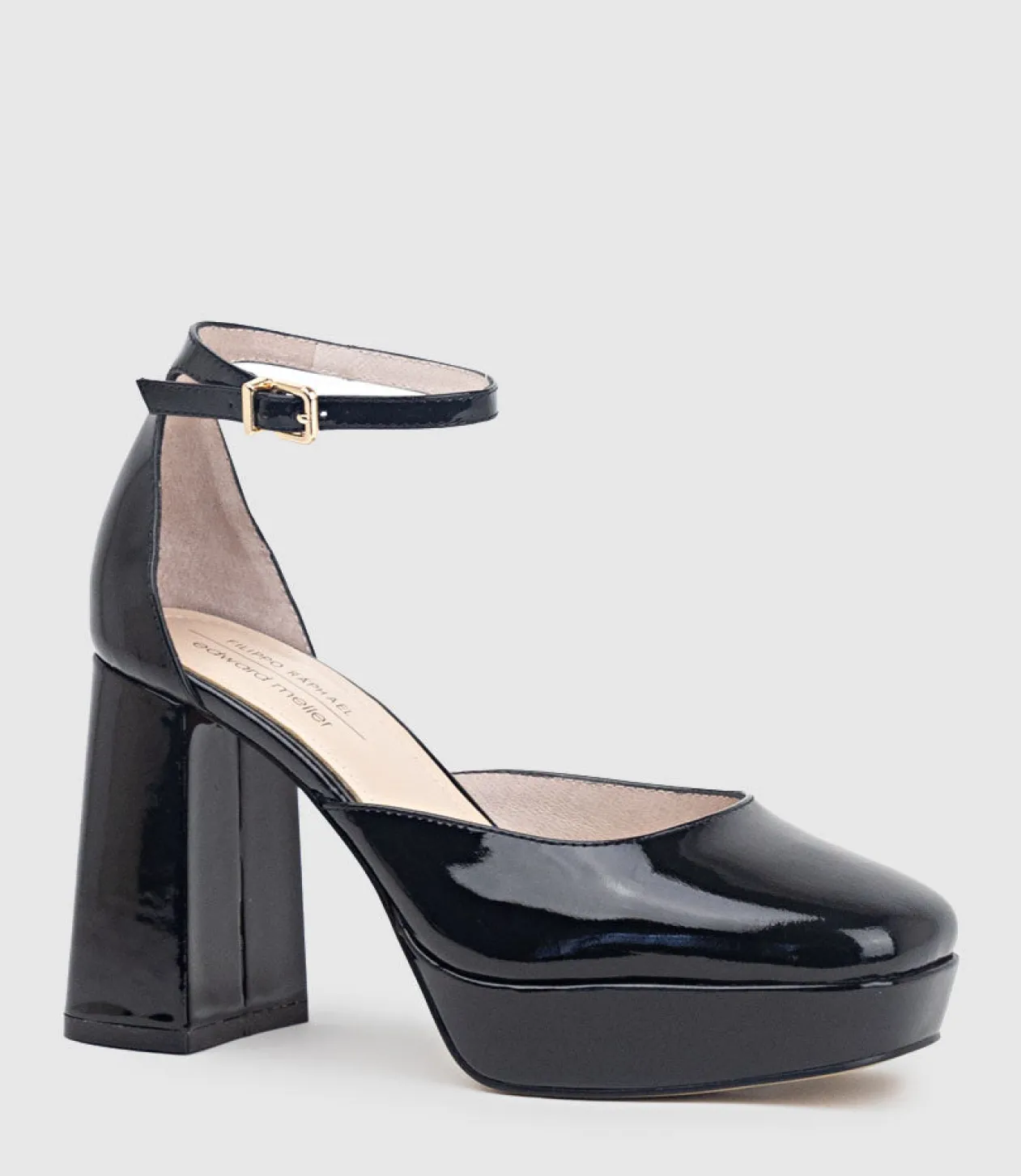 Rimini95 Closed Toe Platform Sandal In Black Patent