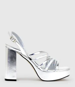 Rinwa100 Asymmetrical Platform Sandal In Silver