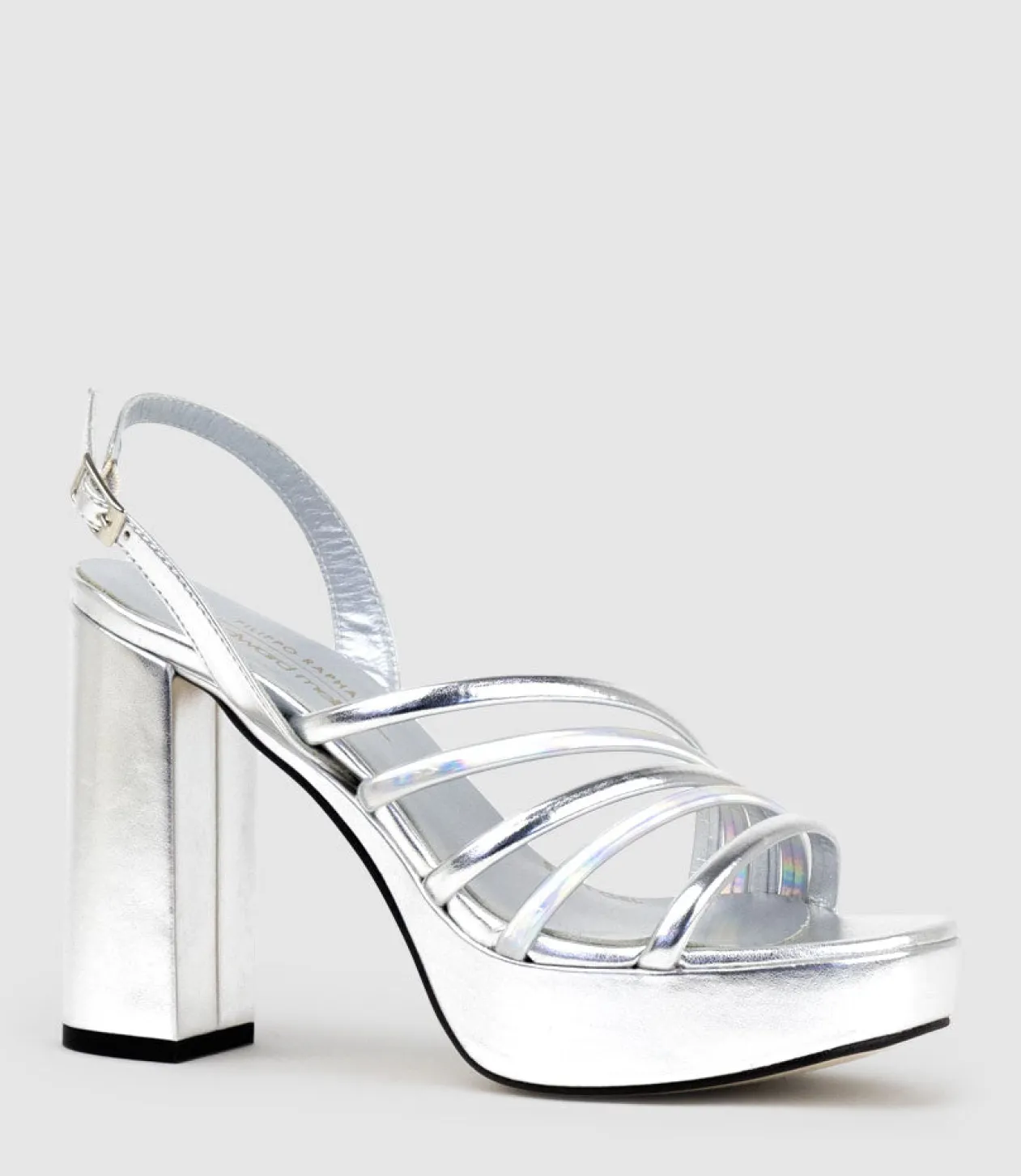 Rinwa100 Asymmetrical Platform Sandal In Silver