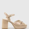 Roane80 Crossover Platform Sandal In Nude Patent