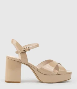 Roane80 Crossover Platform Sandal In Nude Patent