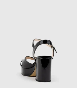 Roane80 Crossover Platform Sandal In Black Patent