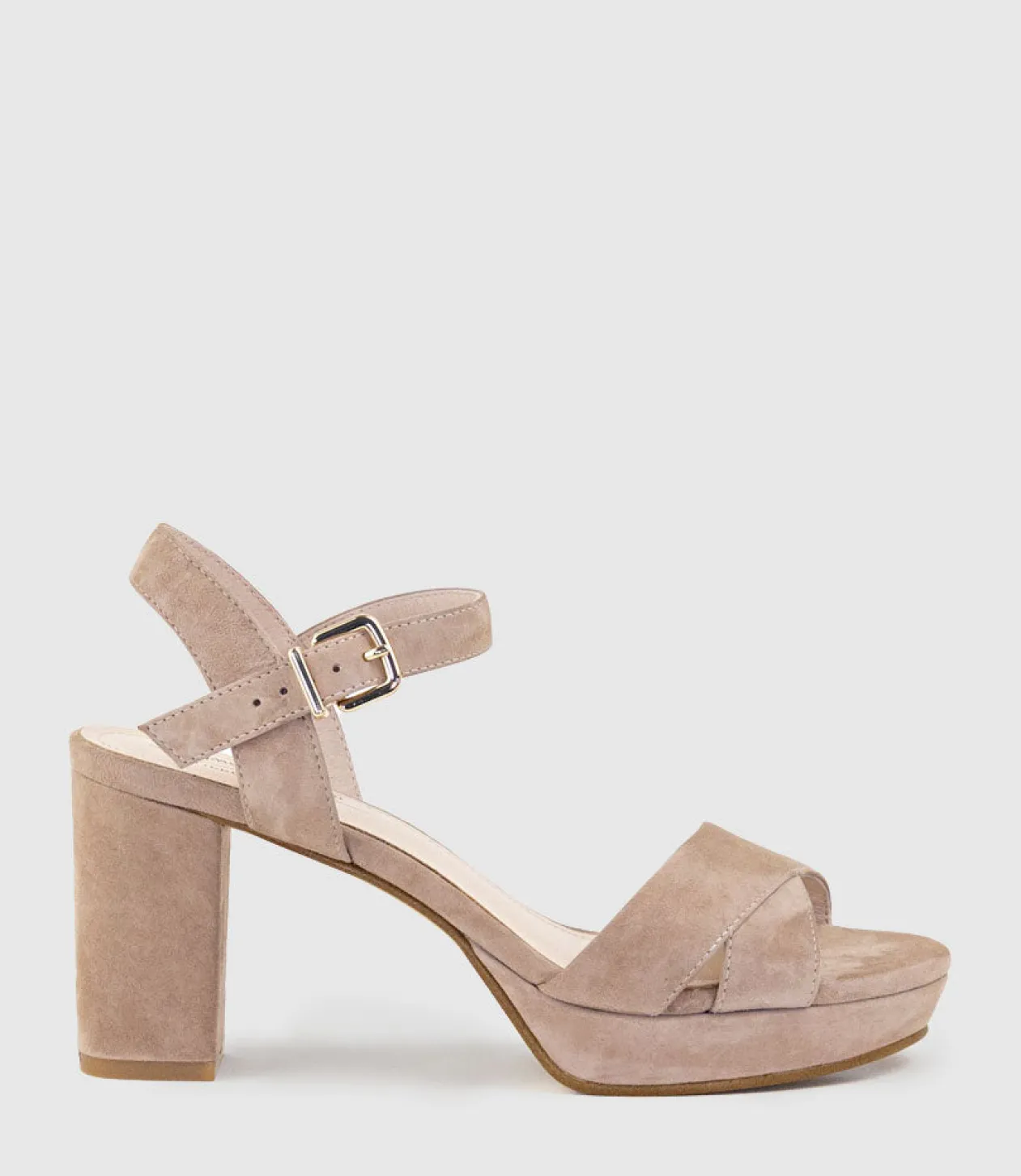 Rowan80 Asymmetrical Platform Sandal In Nude Suede