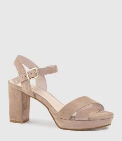 Rowan80 Asymmetrical Platform Sandal In Nude Suede