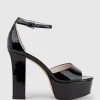 Roxy125 Open Toe Platform Sandal In Black Patent