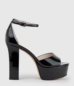 Roxy125 Open Toe Platform Sandal In Black Patent