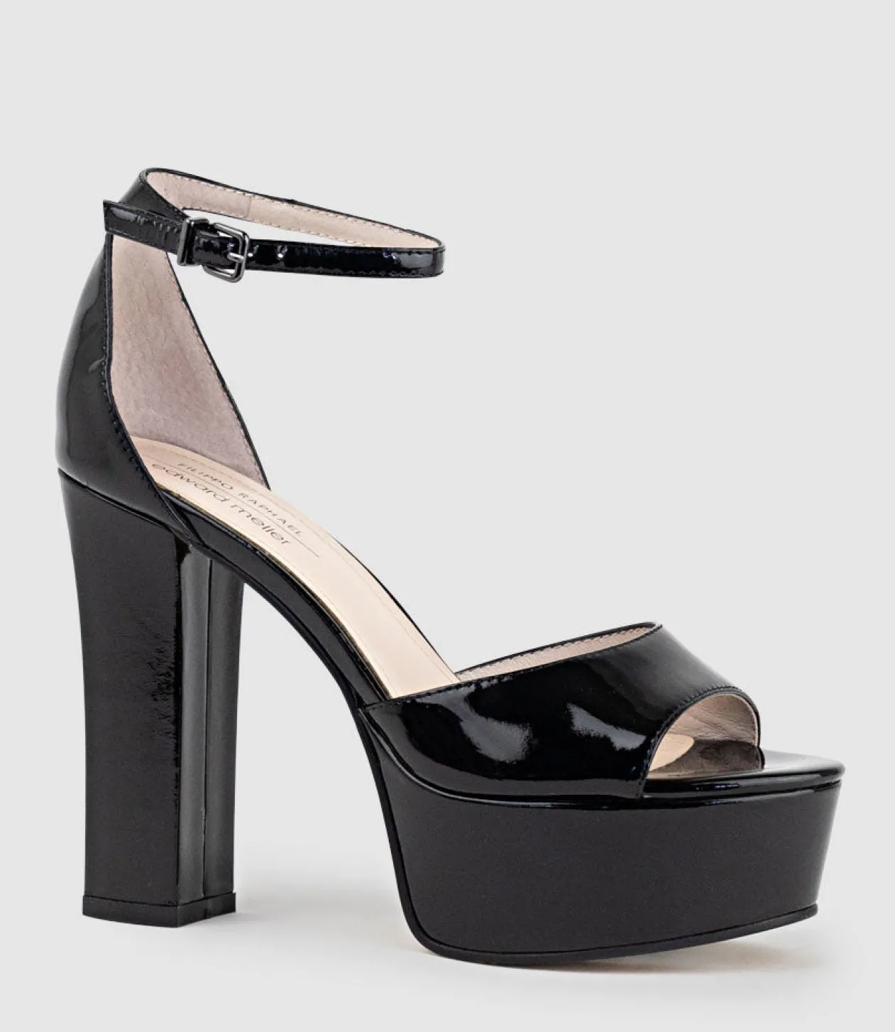 Roxy125 Open Toe Platform Sandal In Black Patent