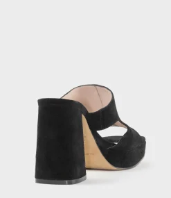 Rylie95 Platform Slide With Cut-Out In Black Suede