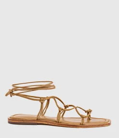 Samilla Sandal With Knotted Ankle Tie In Natural