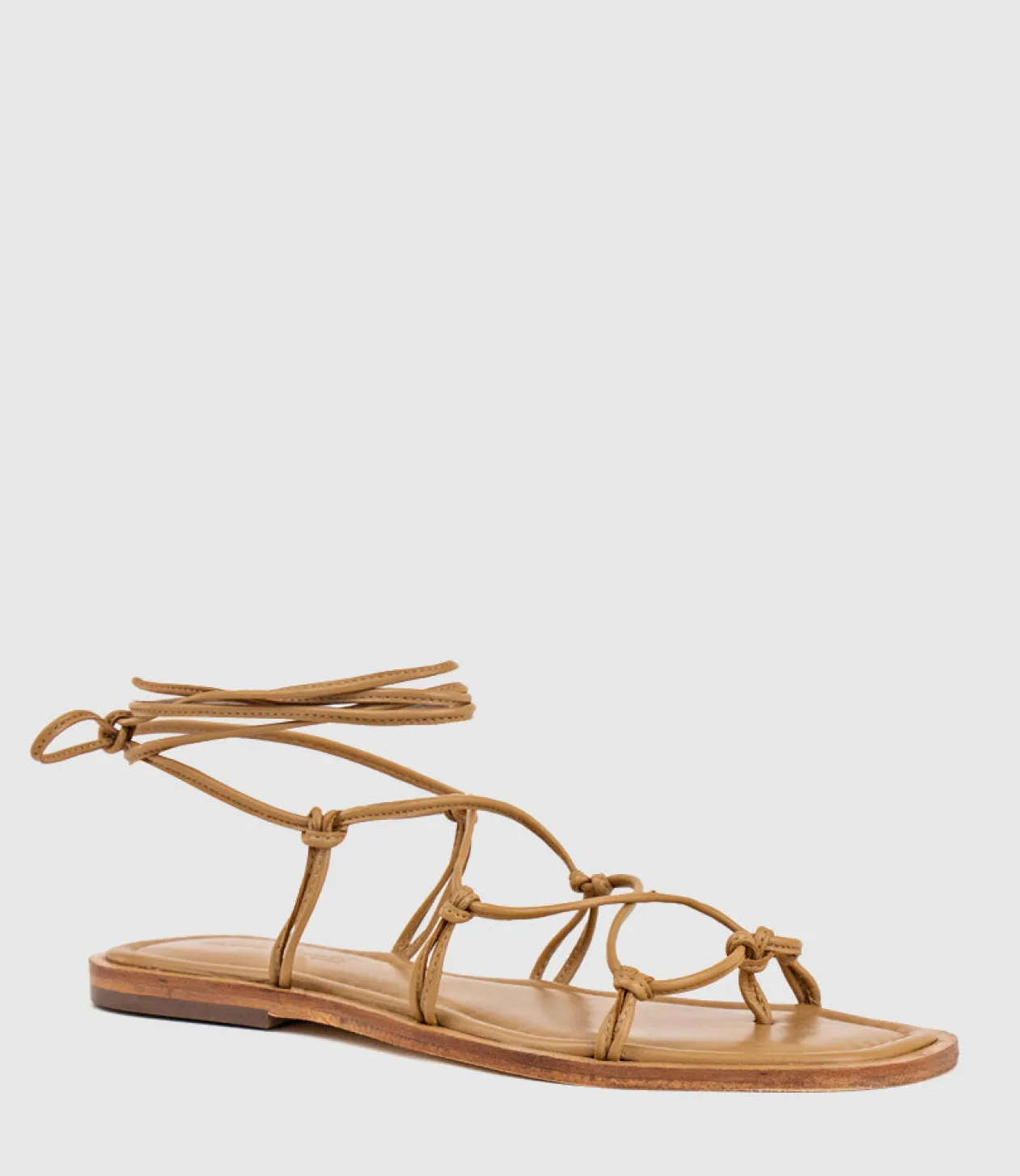 Samilla Sandal With Knotted Ankle Tie In Natural