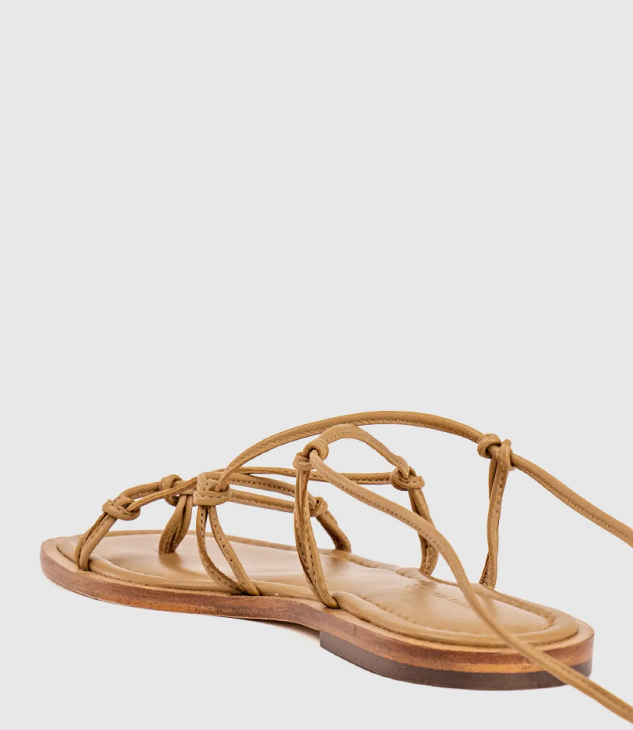 Samilla Sandal With Knotted Ankle Tie In Natural