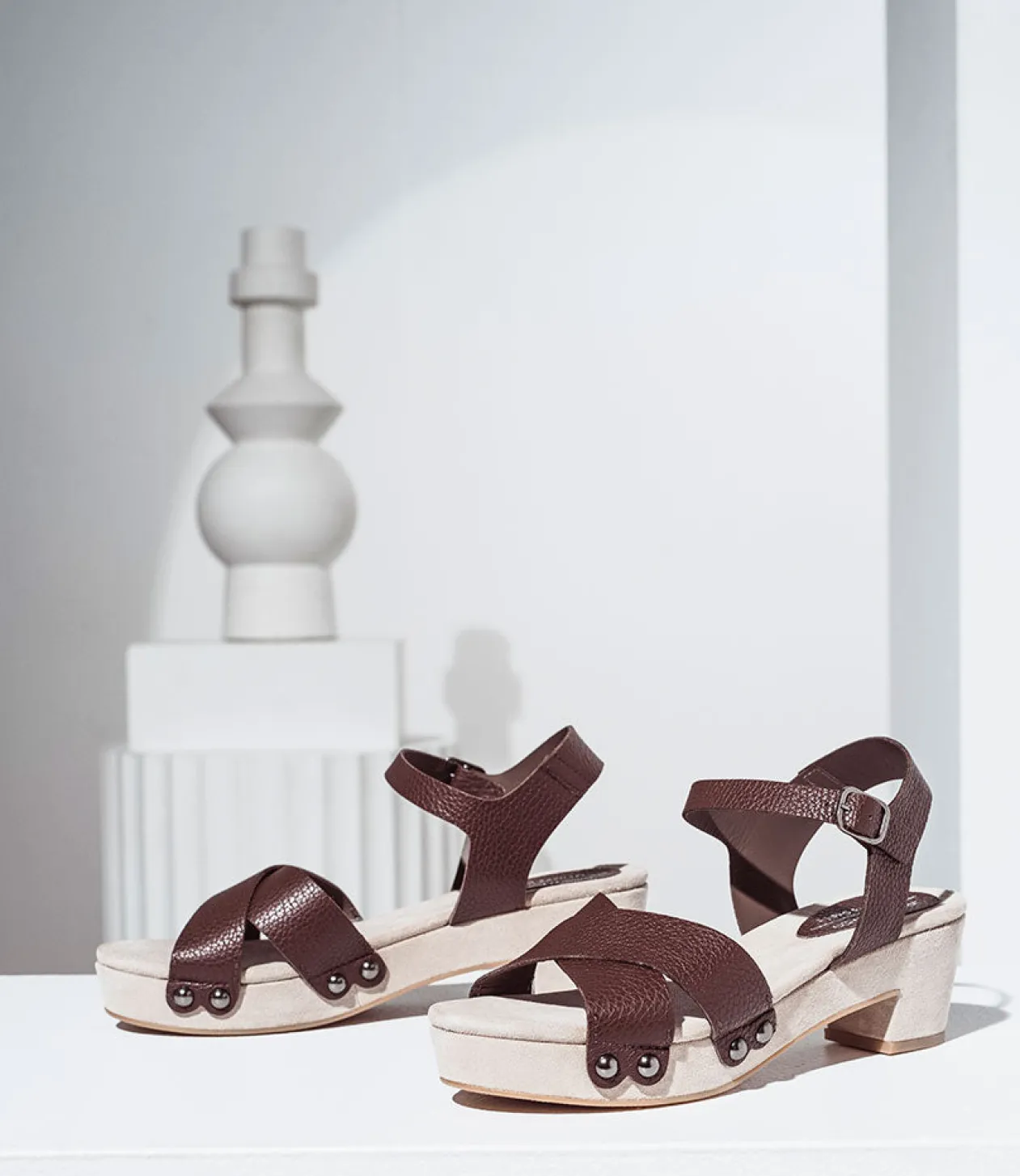 Samsa65 Studded Sandal On Unit In Brown