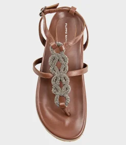 Saria Embroidered Sandal On Footbed In Brown