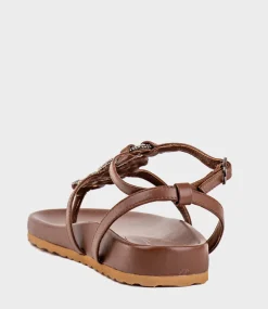 Saria Embroidered Sandal On Footbed In Brown