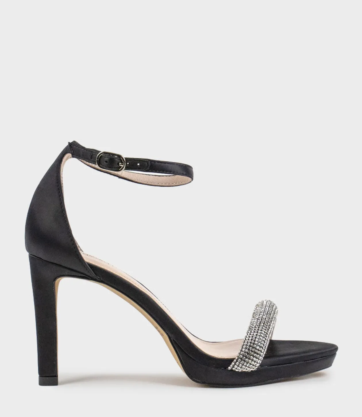 Satina90 Diamond Band Sandal Platform Sandal In Black Satin