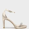 Satina90 Diamond Band Sandal Platform Sandal In Champagne Satin