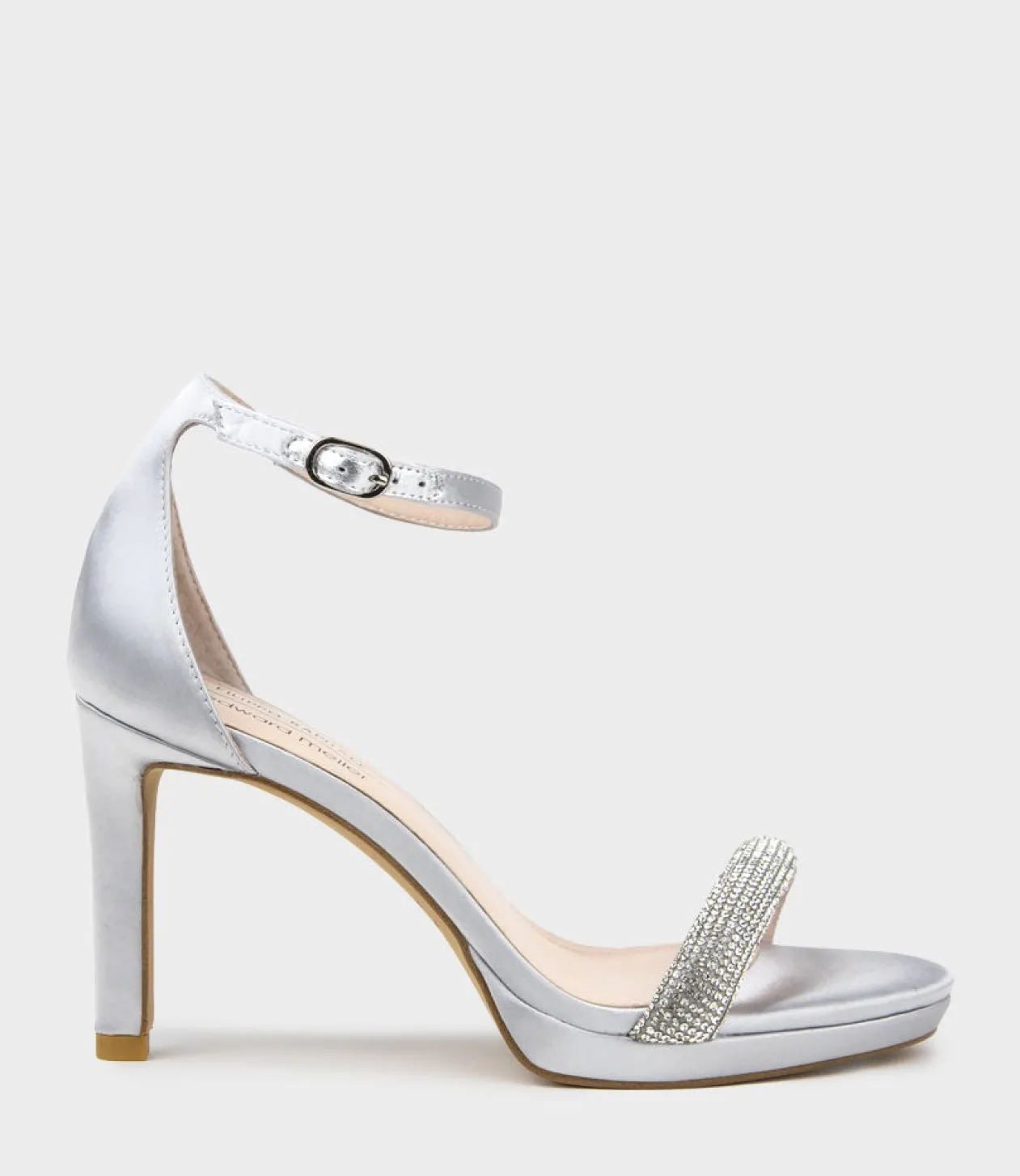 Satina90 Diamond Band Sandal Platform Sandal In Silver Satin