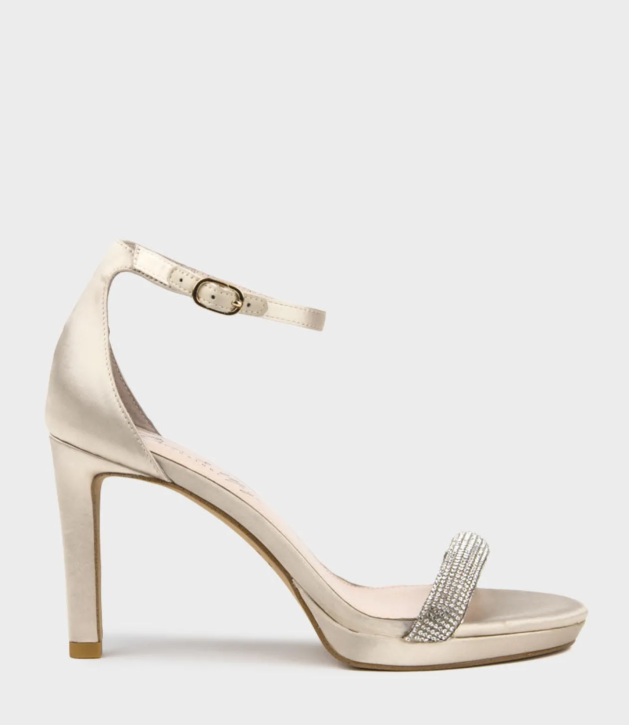 Satina90 Diamond Band Sandal Platform Sandal In Champagne Satin