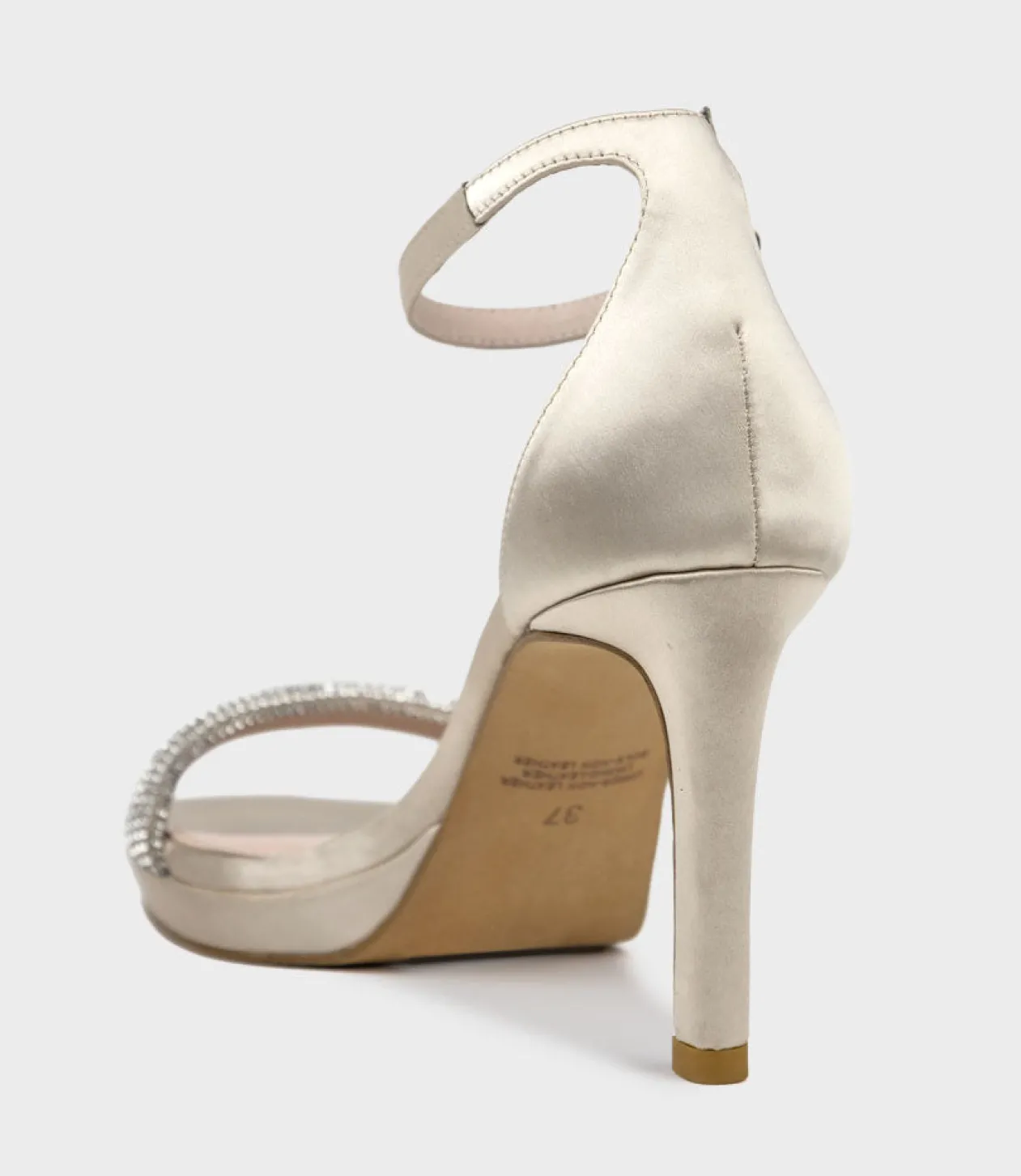 Satina90 Diamond Band Sandal Platform Sandal In Champagne Satin
