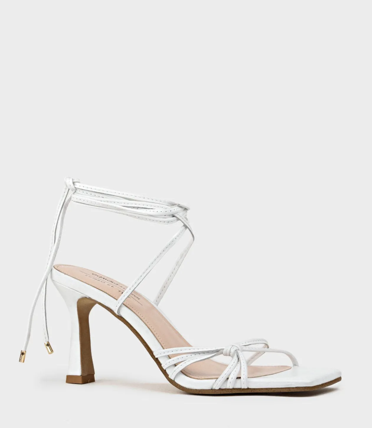 Sidney80 Square Toe Ankle Tie Sandal In White
