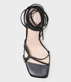 Sidney80 Square Toe Ankle Tie Sandal In Black