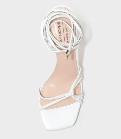 Sidney80 Square Toe Ankle Tie Sandal In White