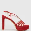Sienna110 Strappy Platform Sandal In Red Suede