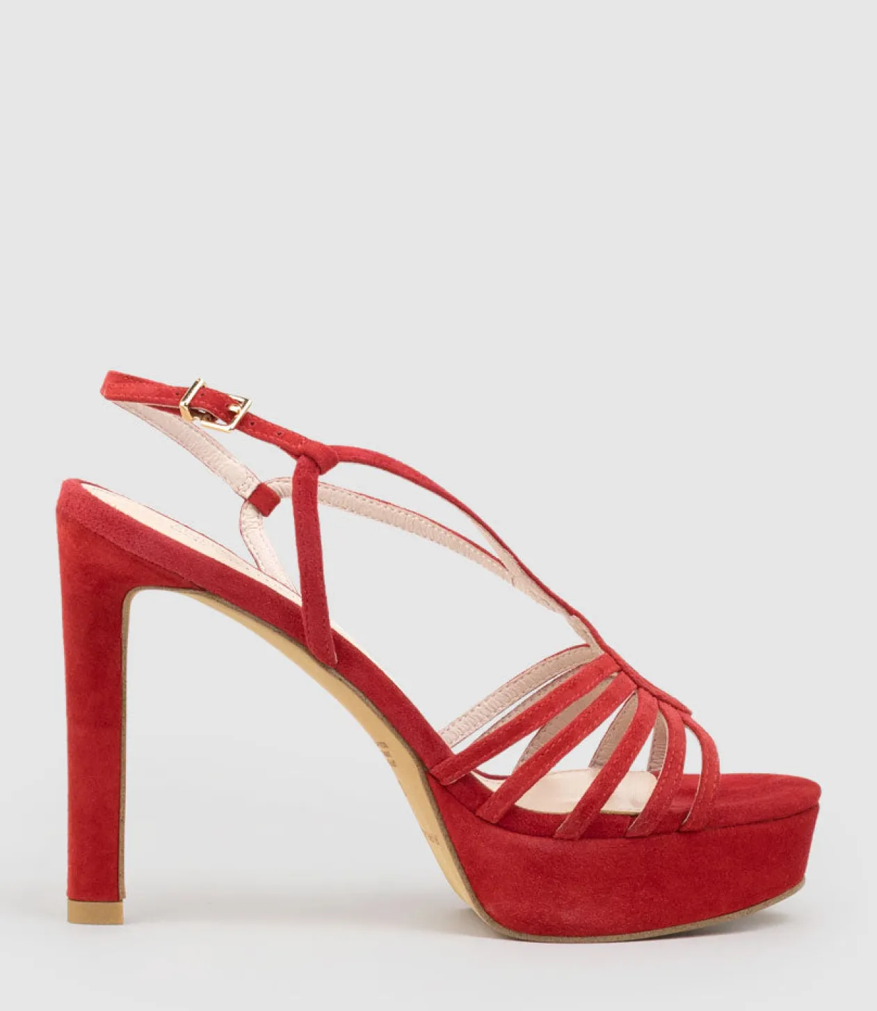 Sienna110 Strappy Platform Sandal In Red Suede