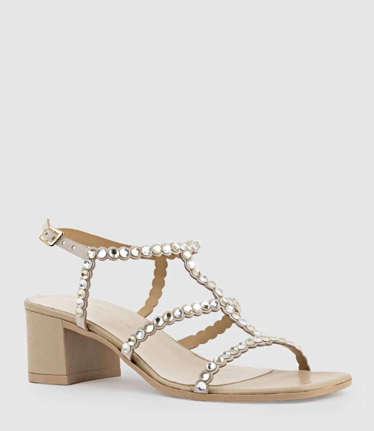 Simcha50 T Bar Crystal Sandal In Offwhite