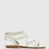 Sion Sandal With Woven Ankle Tie In White